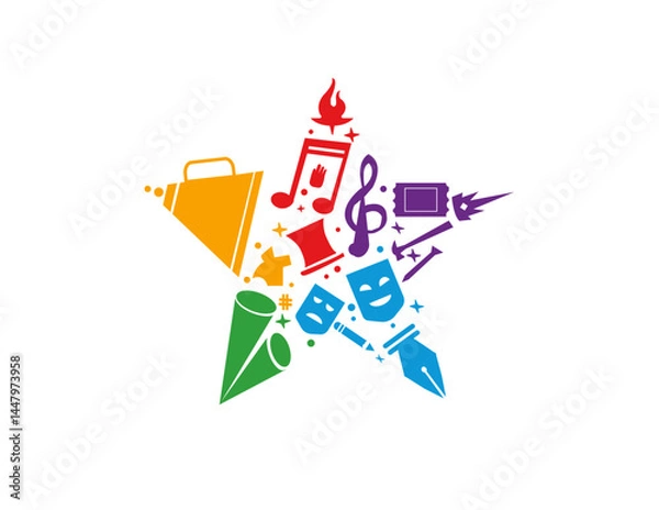 Obraz  Colorful Star of Arts icon Representing Music, Drama, and Creativity