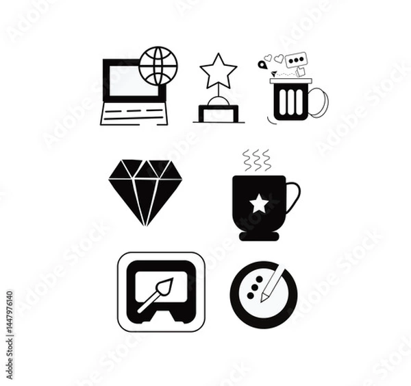 Obraz  Set of Creative Digital and Artistic Icons in Black and White