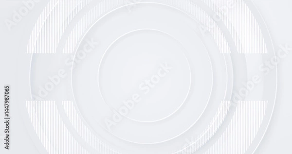 Obraz 4k dynamic abstract white and grey modern light silver background elegant circle shape design. Creative HUD technology round elegant stripes 3d corporate business dynamic cover. Frame text. Christmas