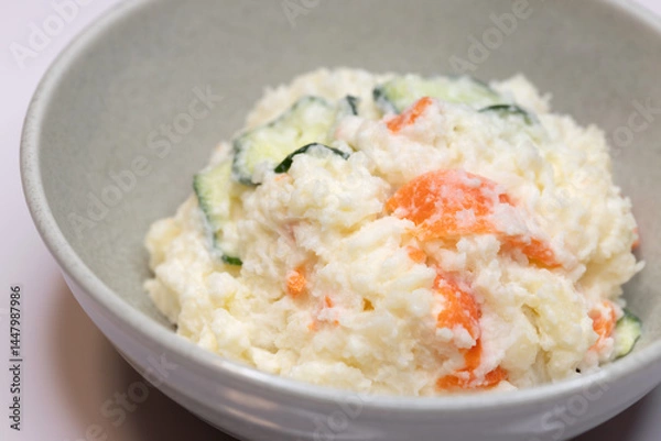 Obraz Close-up of Japanese potato salad with cucumber and carrot