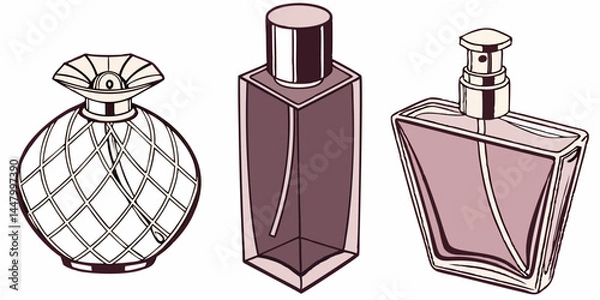 Fototapeta set of perfume bottles