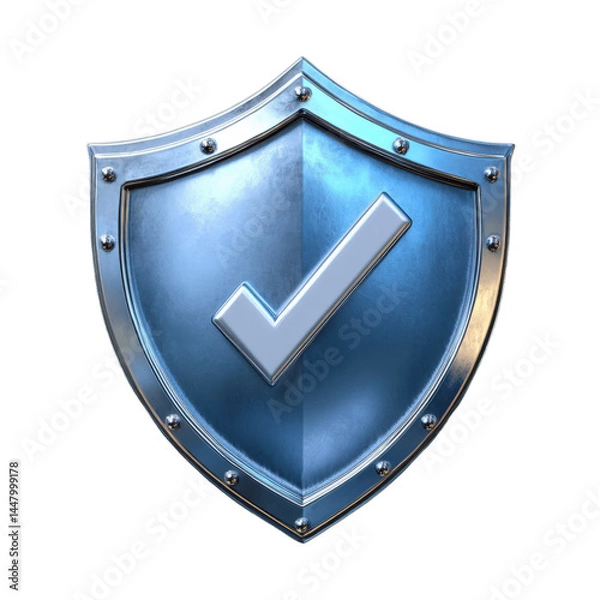 Fototapeta Checkmark shield symbolizing security and trust for digital protection and safety measures in various applications