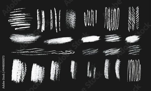 Fototapeta Chalk doodle set. Pencil scribble texture collection, white vector set