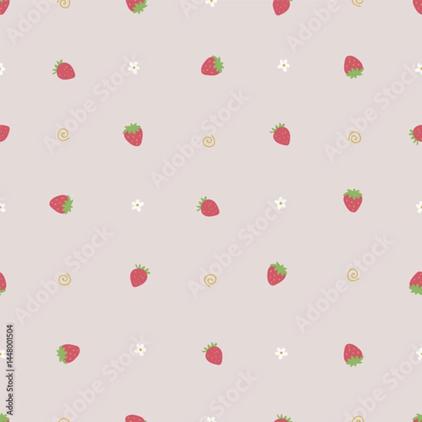 Fototapeta seamless strawberry pattern. Idea for fabric, tablecloth pattern, wrapping paper, gift paper. Print Ditsy. Motives are scattered randomly.strawberry pattern background. cute berry pattern 