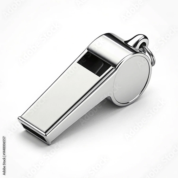 Obraz Silver whistle on white background