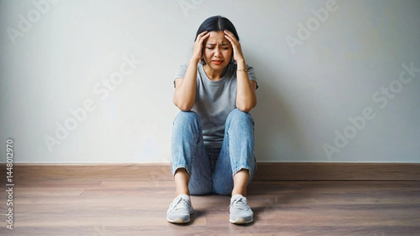 Obraz A person coping with stress and anxiety, often feeling overwhelmed