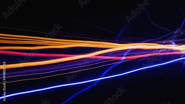 Fototapeta A blurred image of a street light in the evening or night