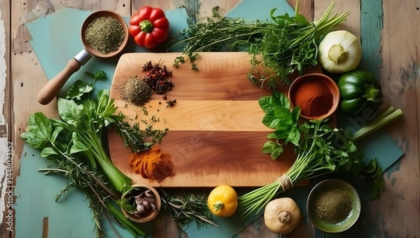 Obraz Different organic vegetables on a wooden background. Healthy eating