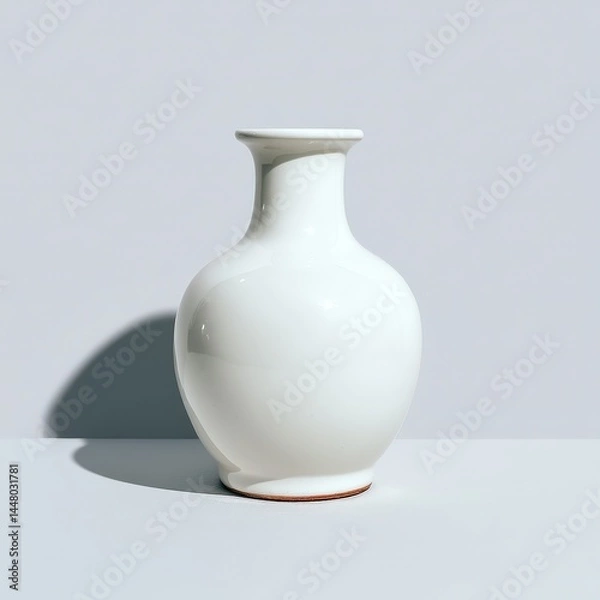 Fototapeta White porcelain background with subtle shadow play around elegant bottle