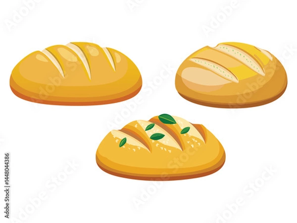 Obraz vector illustration of a spanish food Mollete (Soft White Bread Roll from Andalusia)