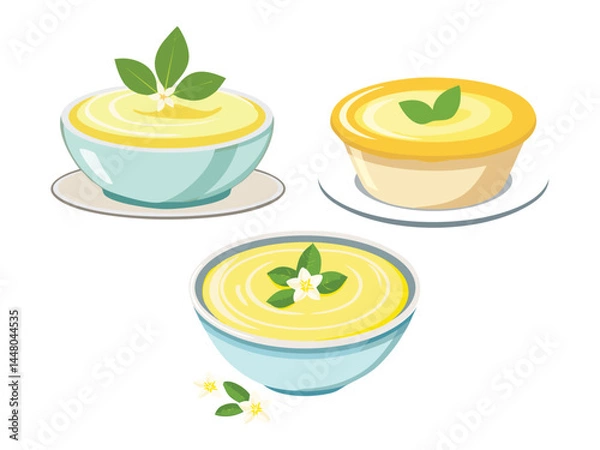 Obraz vector illustration of a spanish food Natillas (Vanilla Custard)