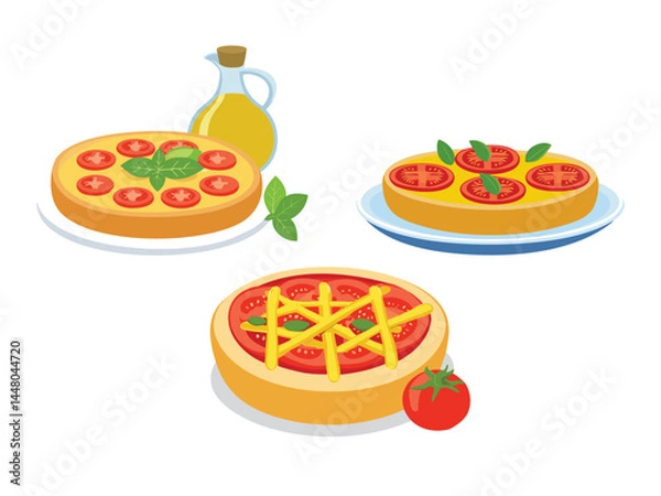 Obraz vector illustration of a spanish food Pan con Tomate (Catalan Bread with Tomato and Olive Oil)
