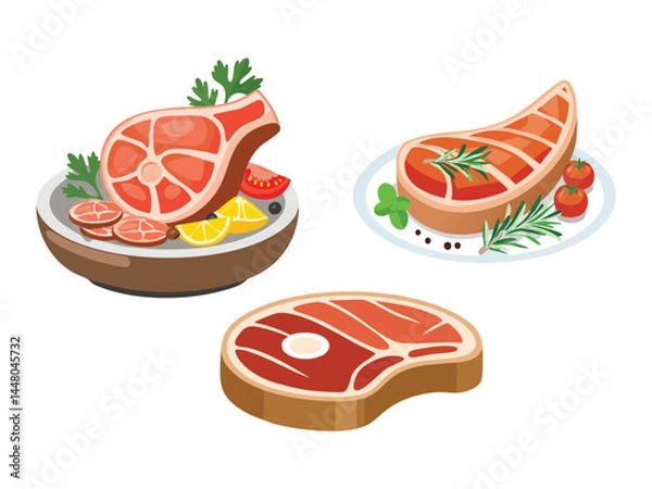 Obraz vector illustration of a spanish food Secreto Ibérico (Grilled Iberian Pork Cut)