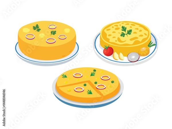 Obraz vector illustration of a spanish food Tortilla Española (Spanish Omelette with Potatoes and Onions)