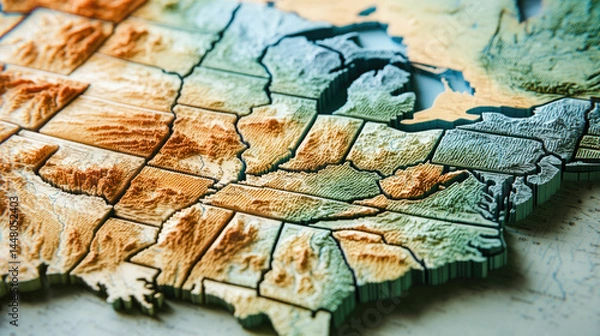 Fototapeta USA Topographic Map Detailed Relief Texture Image
