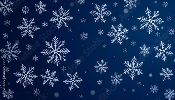 Obraz Falling snowflake seamless pattern clip art on transparent