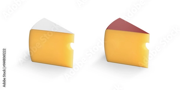 Fototapeta Cheese Wheel Slice Isolated on Background 3D Rendering