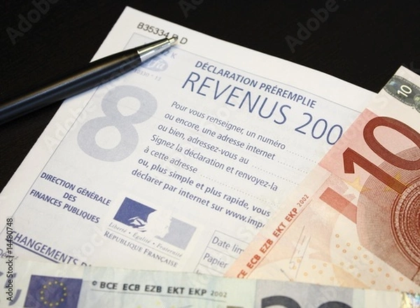 Obraz Déclaration impôt sur le revenu argent
