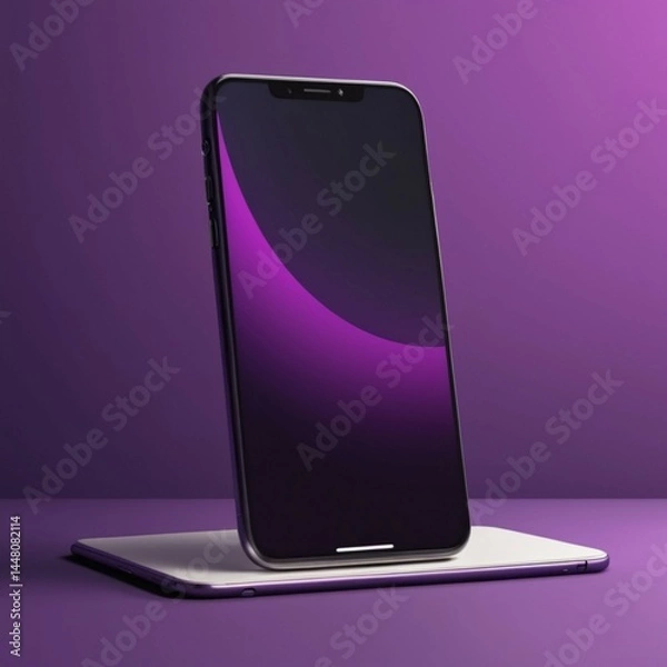 Obraz Minimalist Smartphone Mockup on Purple