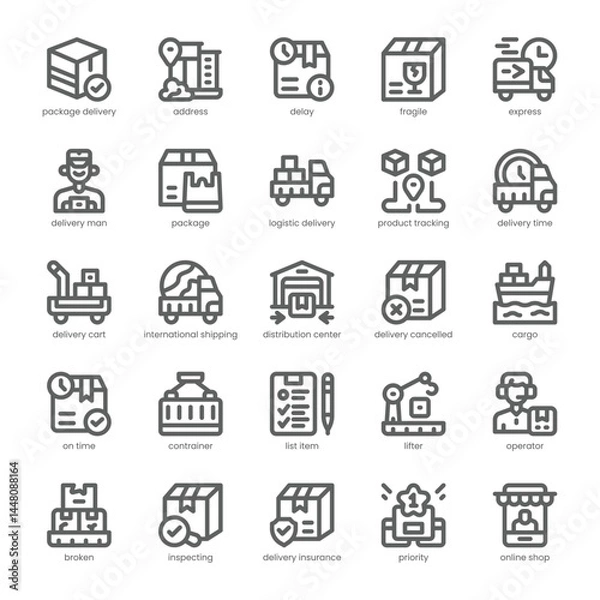 Obraz Shipping Service Icon pack for your website, mobile, presentation, and logo design. Shipping Service Icon outline design. Vector graphics illustration and editable stroke.