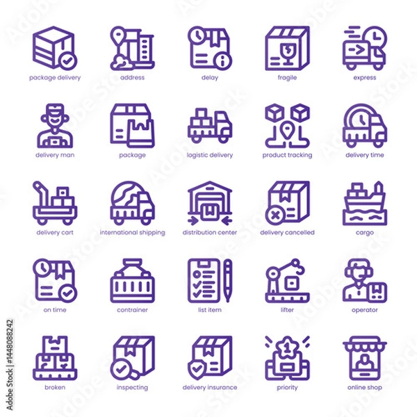 Obraz Shipping Service Icon pack for your website, mobile, presentation, and logo design. Shipping Service Icon line basic color design. Vector graphics illustration and editable stroke.
