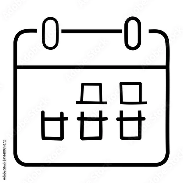 Fototapeta Calendar icon on white background. Vector illustration in trendy outline style.