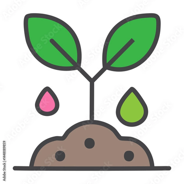 Fototapeta Plant seedling vector icon, filled design editable stroke.