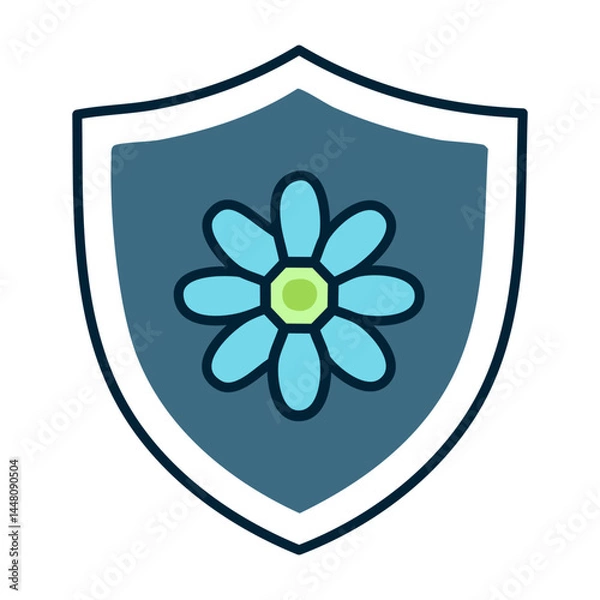 Fototapeta Blue shield with flower icon vector illustration