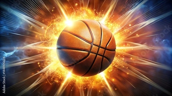 Obraz Glowing Basketball with Abstract Energy Background