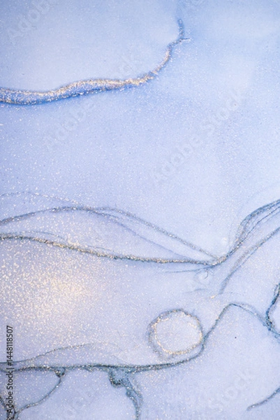 Fototapeta Marble surface in blue tones with glitter effect. Modern abstract stone background.

