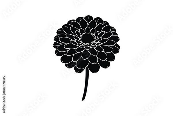 Fototapeta Silhouette art illustration of a zinnia flower.eps