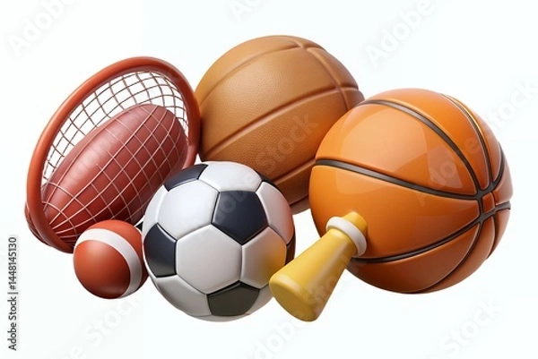 Fototapeta Realistic 3D Vector Illustration of Sports Equipment