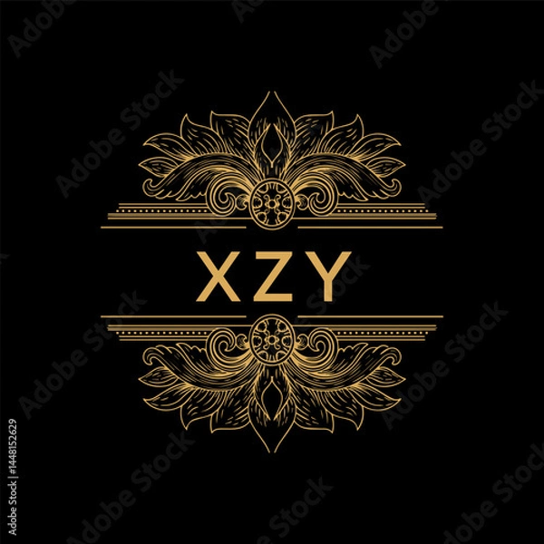 Fototapeta XZY letter logo design with black background in illustrator, vector logo modern alphabet font overlap style. calligraphy designs for logo, Poster, Invitation, etc.
