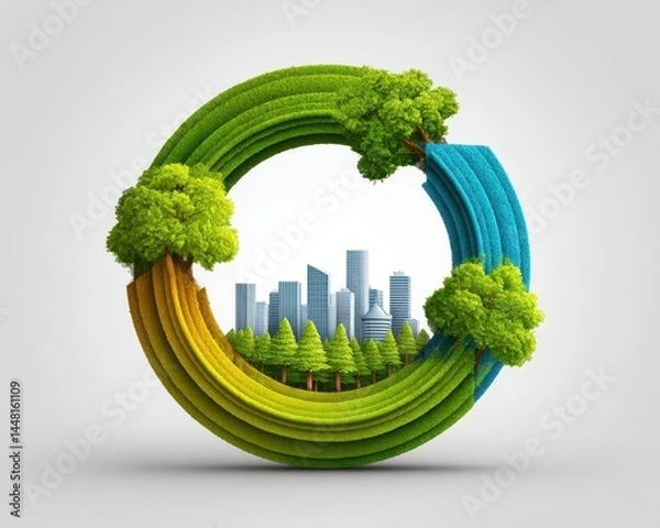 Fototapeta Circular economy loop in action, business and policy connection