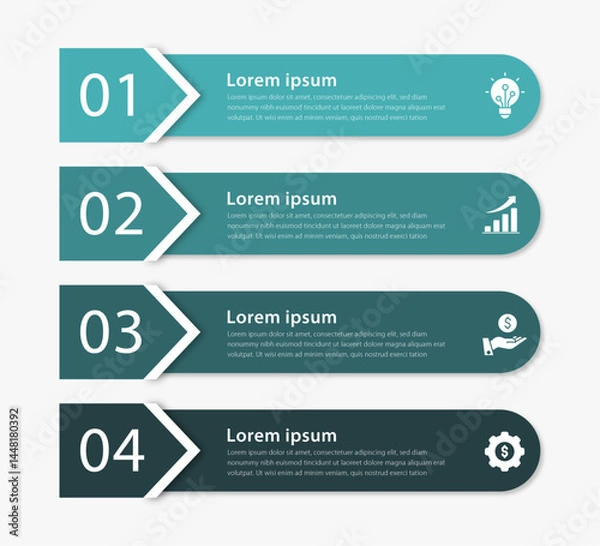 Obraz Modern Business Infographic with 4 Sequential Steps