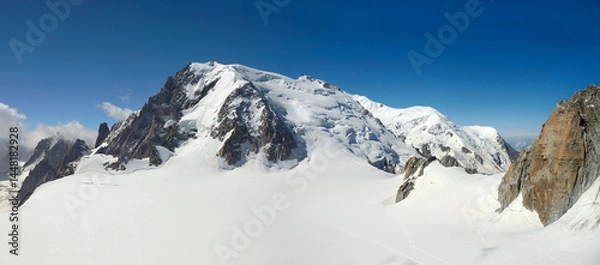 Fototapeta Panorama of  Mont Blanc in the Beautiful French Alps Near Chamonix France