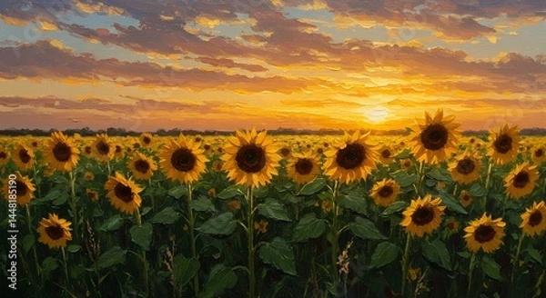 Obraz Sunflowers Field at Sunset