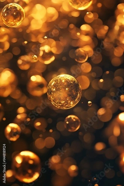 Obraz Captivating golden bubbles rising underwater scene abstract art dim lighting close-up view liquid dynamics