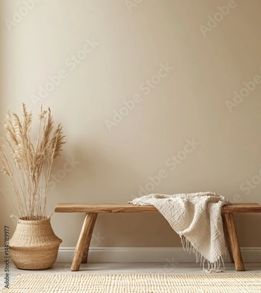 Obraz Calming home decor design minimalist living space photo of textured elements soft natural environment ground level view serenity concept for modern interiors