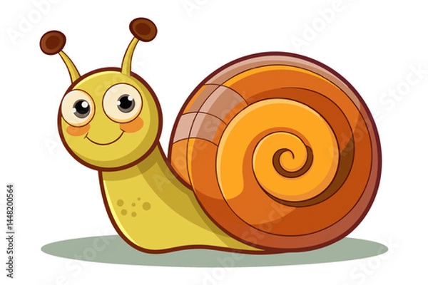 Obraz Cute Cartoon Snail Vector Illustration with Smiling Face and Spiral Shell