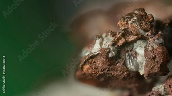 Fototapeta Nugget- natural formation of copper. High magnification microphotography, scale 10X.