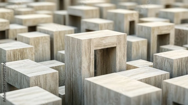 Obraz Abstract white and gray geometric composition in minimal style made with Generative AI technology

