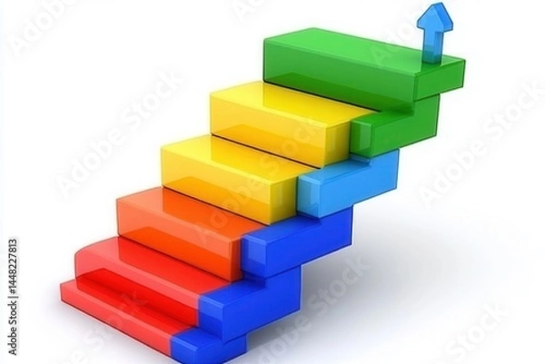 Fototapeta Colorful stair steps leading upward, symbolizing progress and growth in a modern design