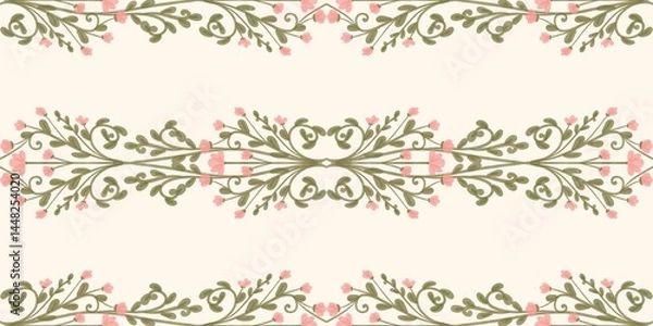 Fototapeta Seamless watercolour and unique floral pattern background for covers, notes, Soft backgrounds colour. Watercolour art work. Flower stalk. Pink flower. 