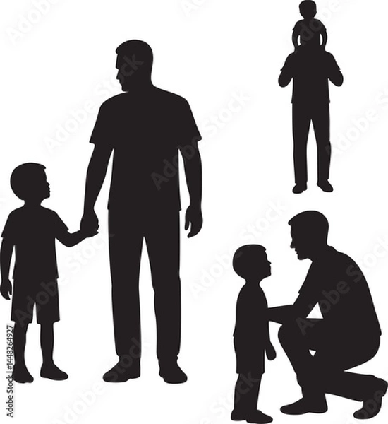 Fototapeta Father and Son On White Background