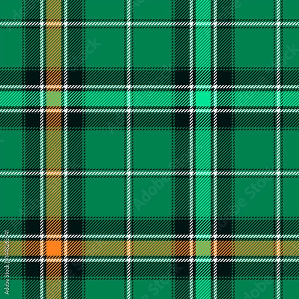 Obraz Classic tartan, plaid seamless pattern with green, white and orange