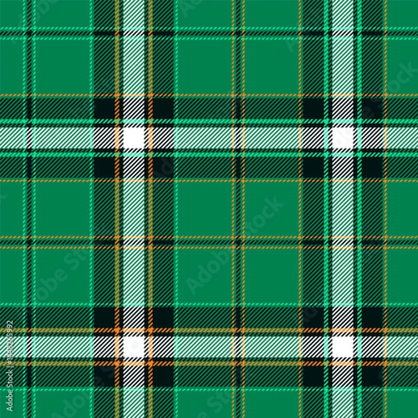 Obraz Classic tartan, plaid seamless pattern with green, white and orange