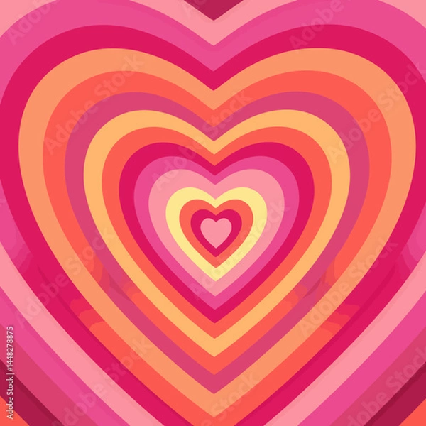 Fototapeta Abstract layered heart design with a vibrant and colorful gradient for love and romance concepts.