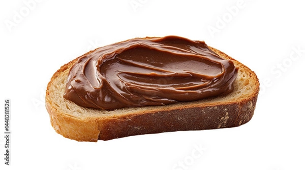 Fototapeta chocolate paste on a piece of bread isolated on white transparent background
