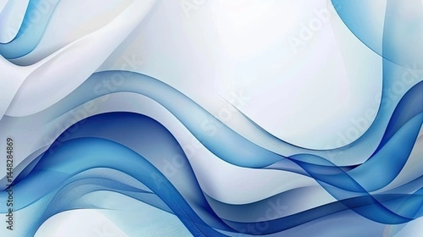Fototapeta Abstract blue and white waves create a soothing, modern design for backgrounds or digital art.